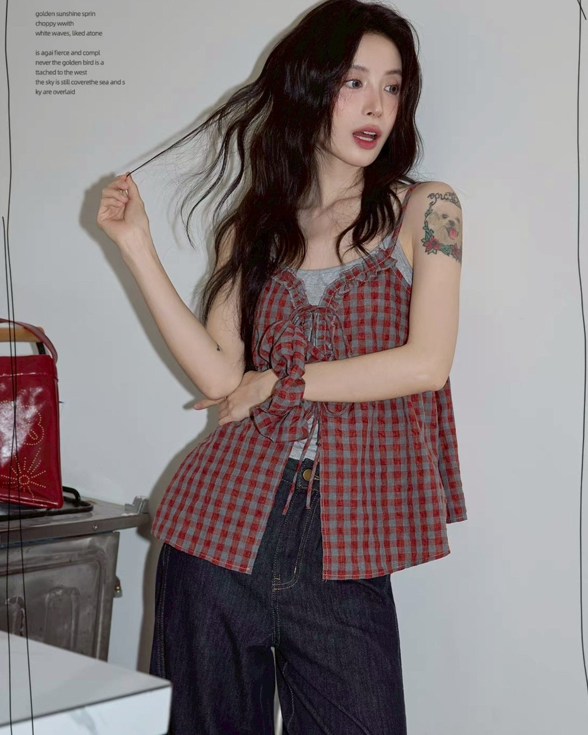 Rosie Check Ribbon Top