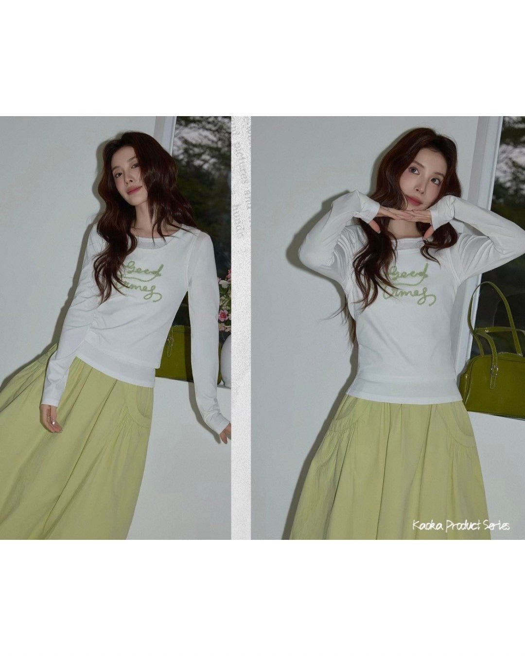 logo long sleeve layered tops