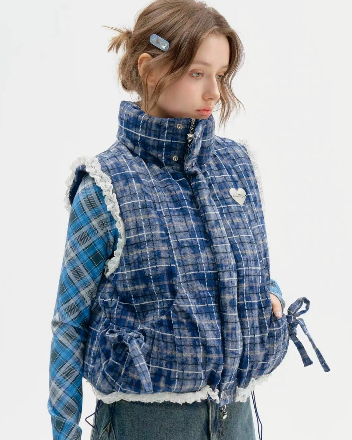 ブルーチェックベスト