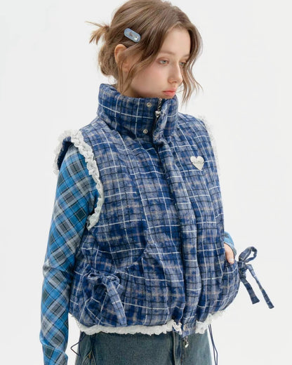 ブルーチェックベスト