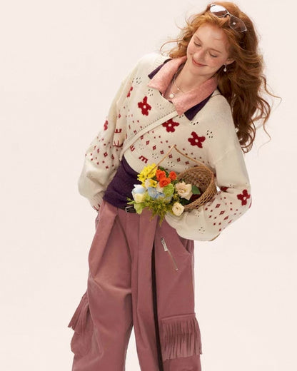 ポケット付きタックパンツ