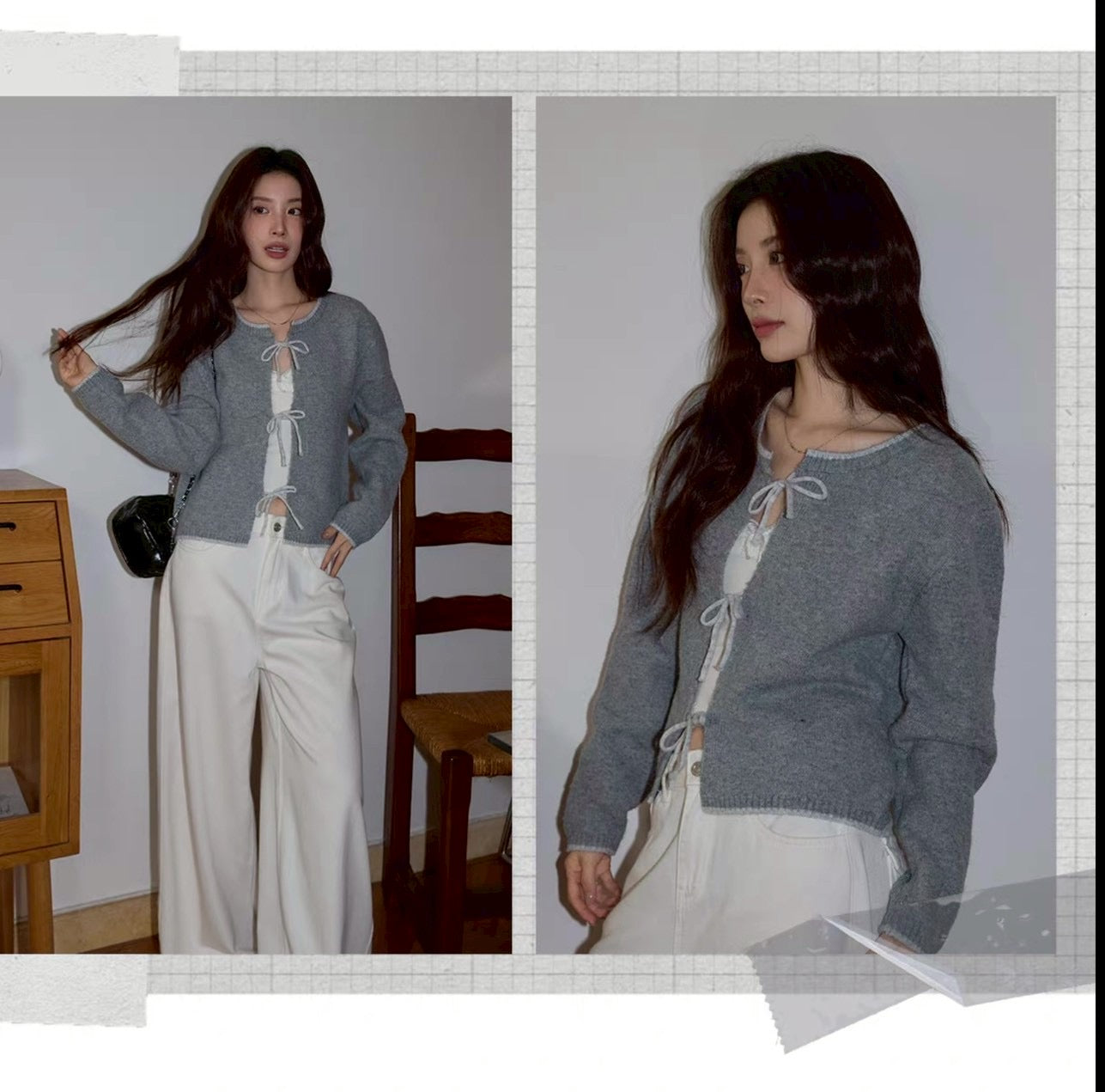 front ribbon cardigan