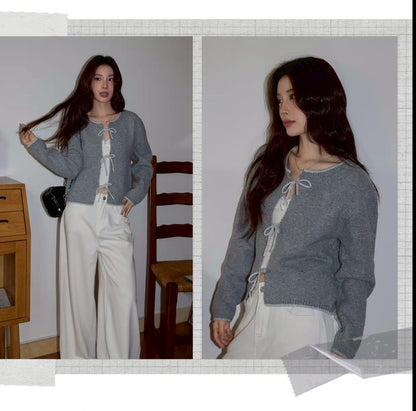 front ribbon cardigan