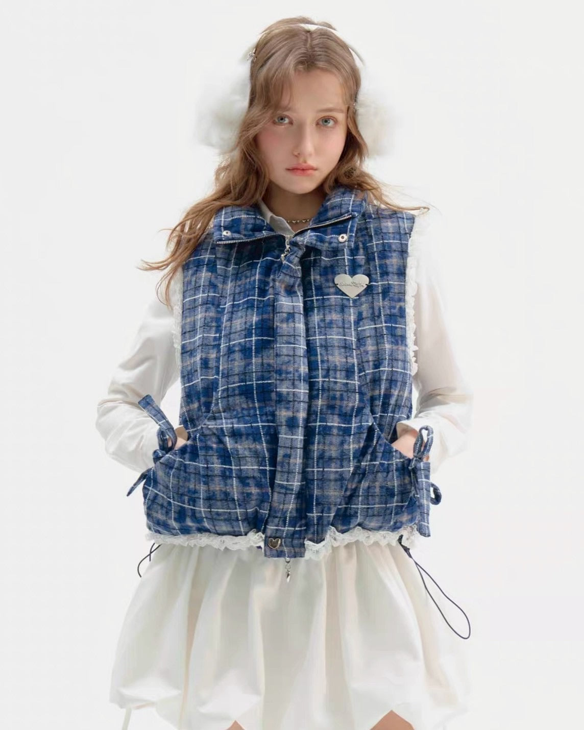 ブルーチェックベスト