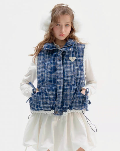 ブルーチェックベスト