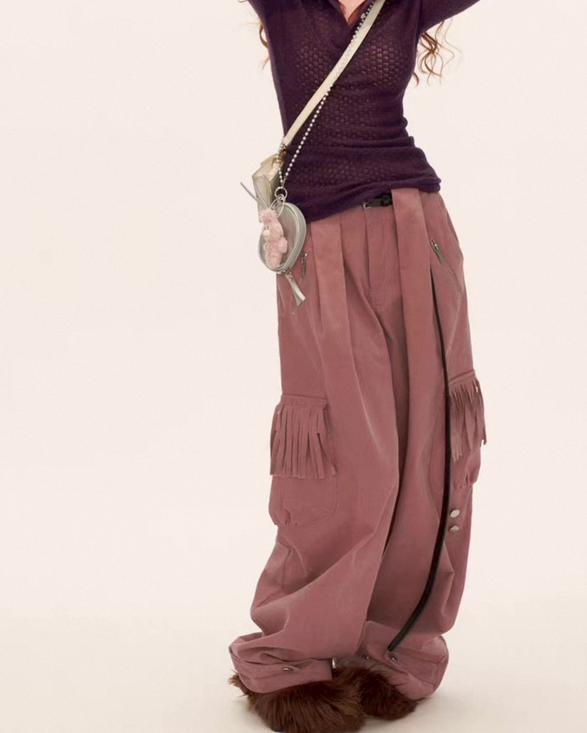 ポケット付きタックパンツ