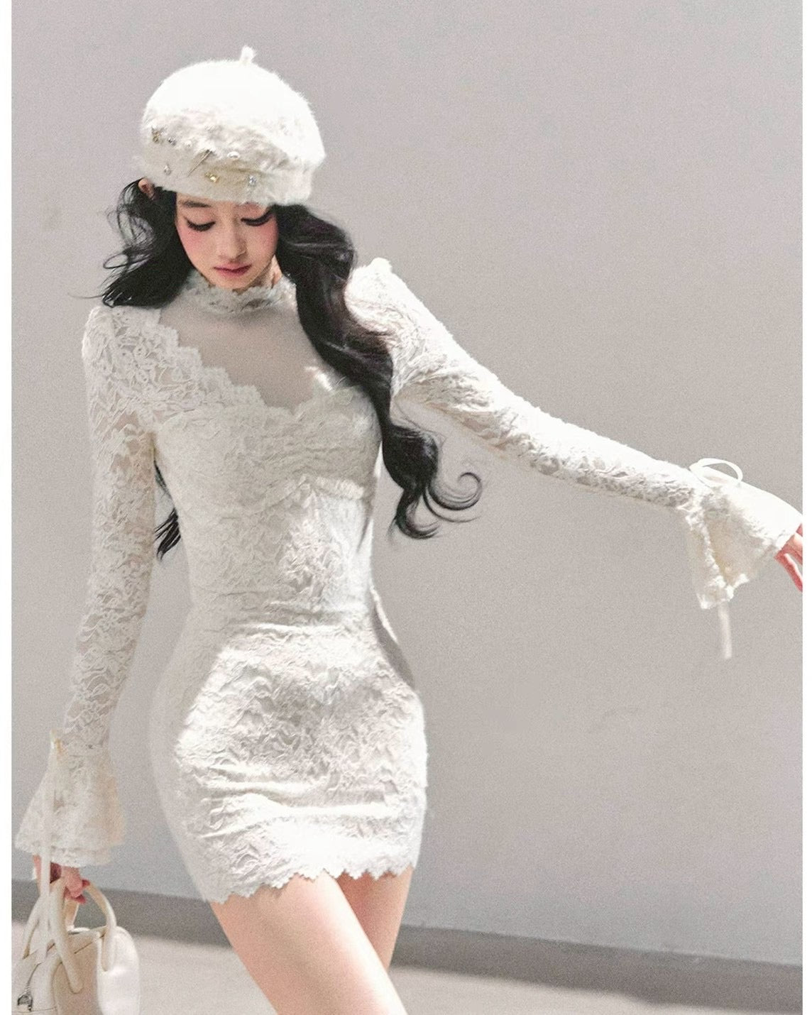 レースフリルワンピース