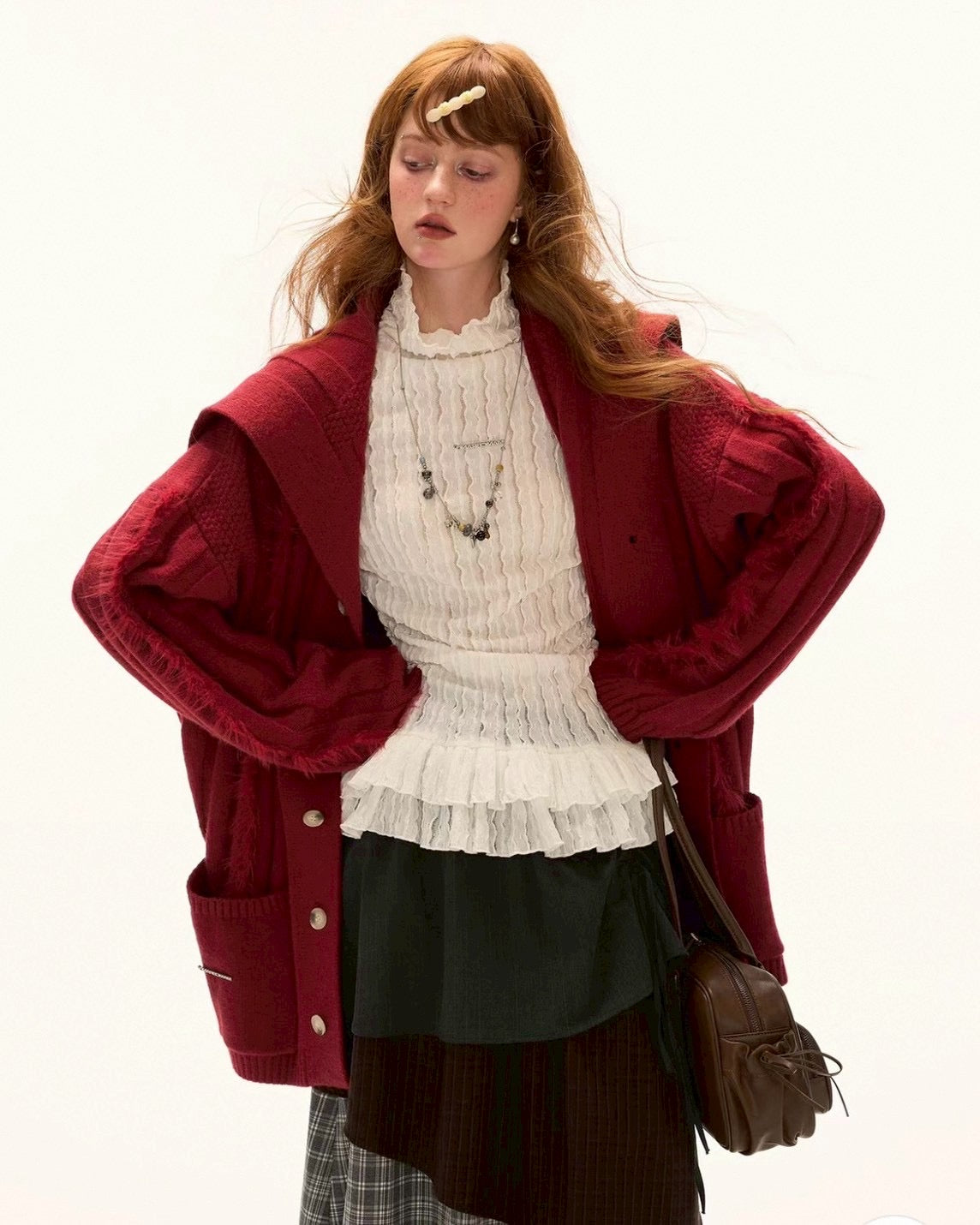 タートルネックルーズトップス