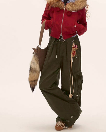 ポケット付きタックパンツ