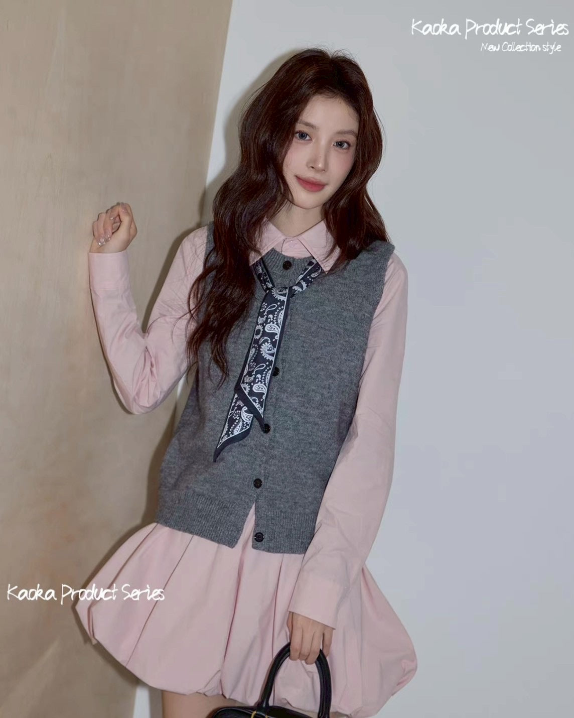 shirt chiffon dress &vest