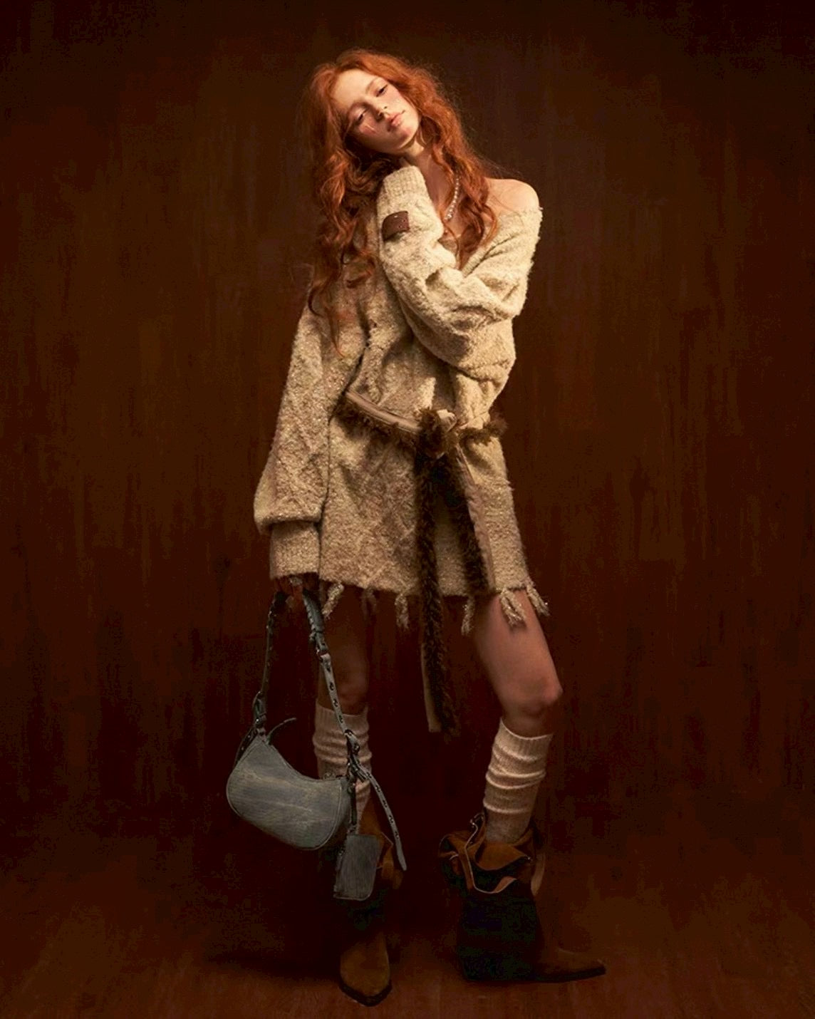 ワンショルニットワンピ