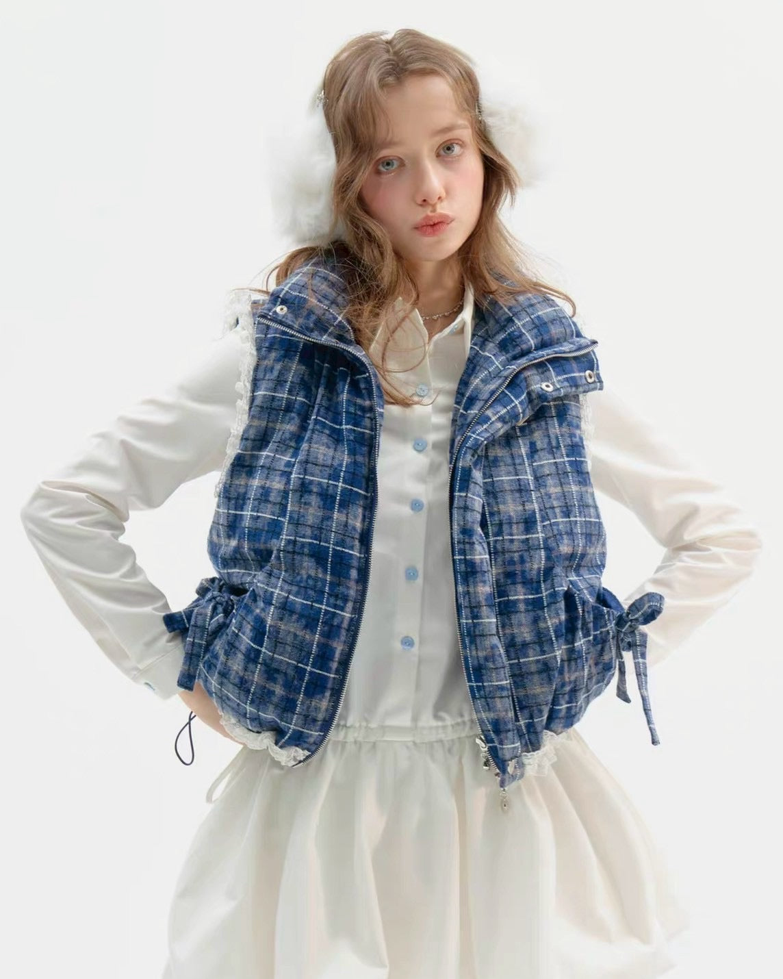 ブルーチェックベスト