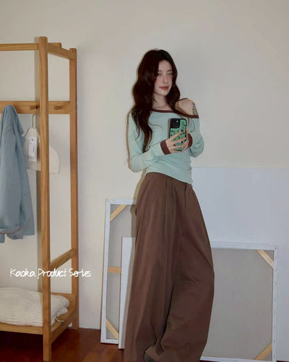 mint chocolat one shoulder tops