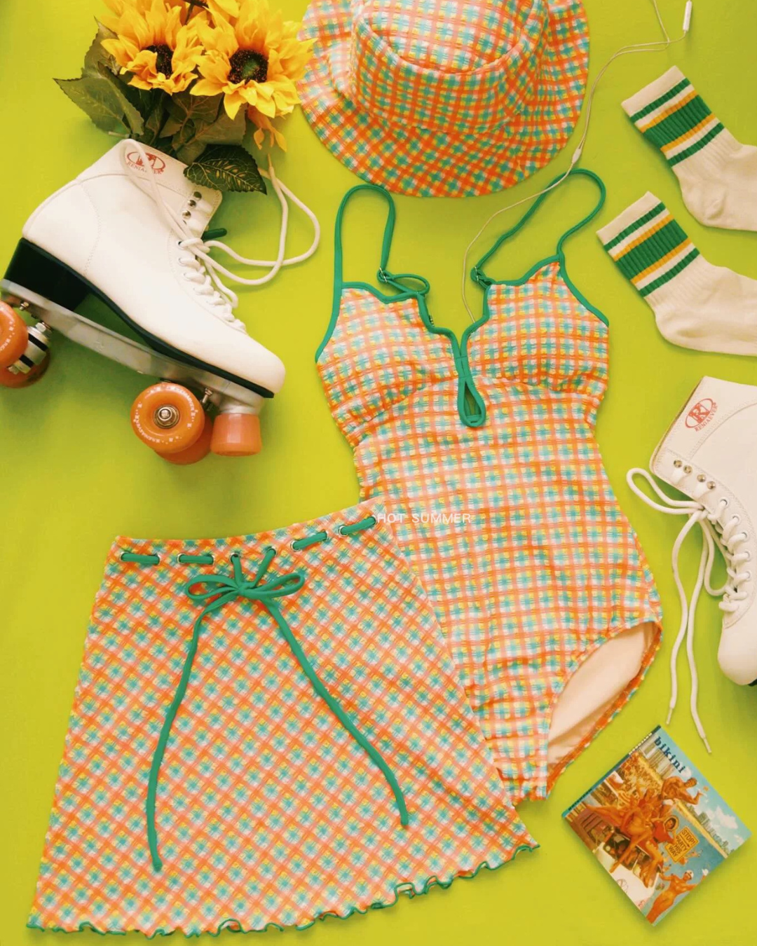 0 rétro swim wear ( skirt set )