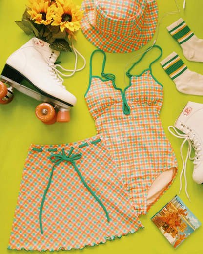 0 rétro swim wear ( skirt set )