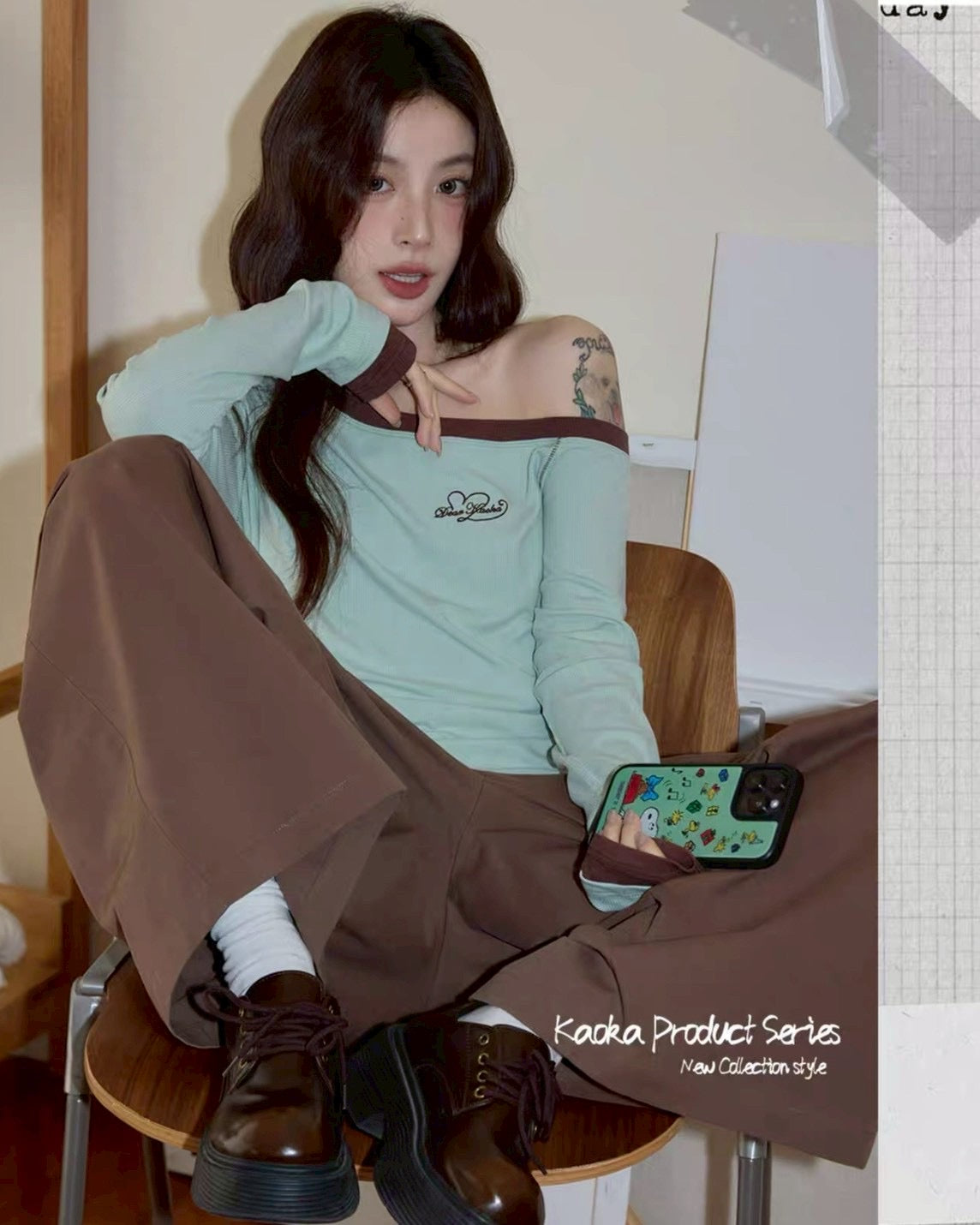 mint chocolat one shoulder tops