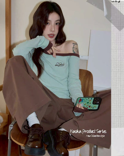 mint chocolat one shoulder tops