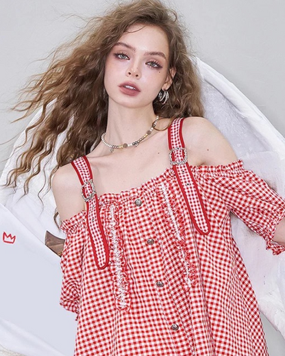 check off shoulder lace edge