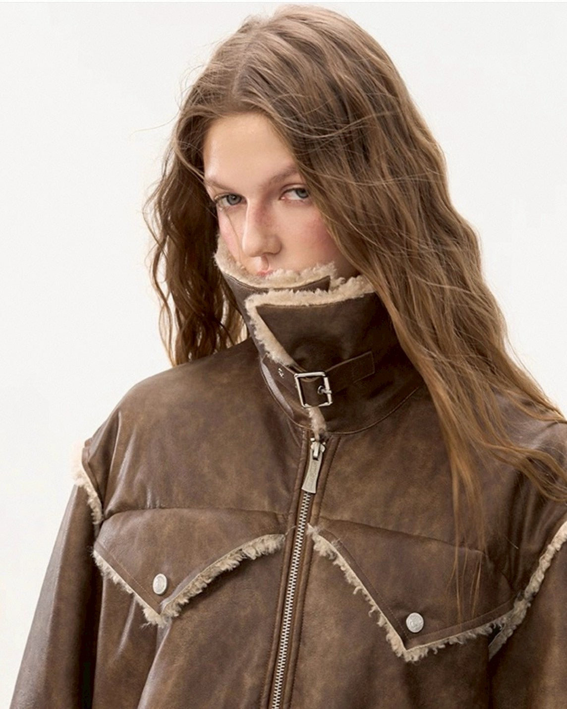 フェイクレザー&ボアジャケット