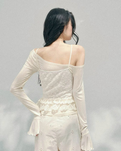 frill lace off shoulder