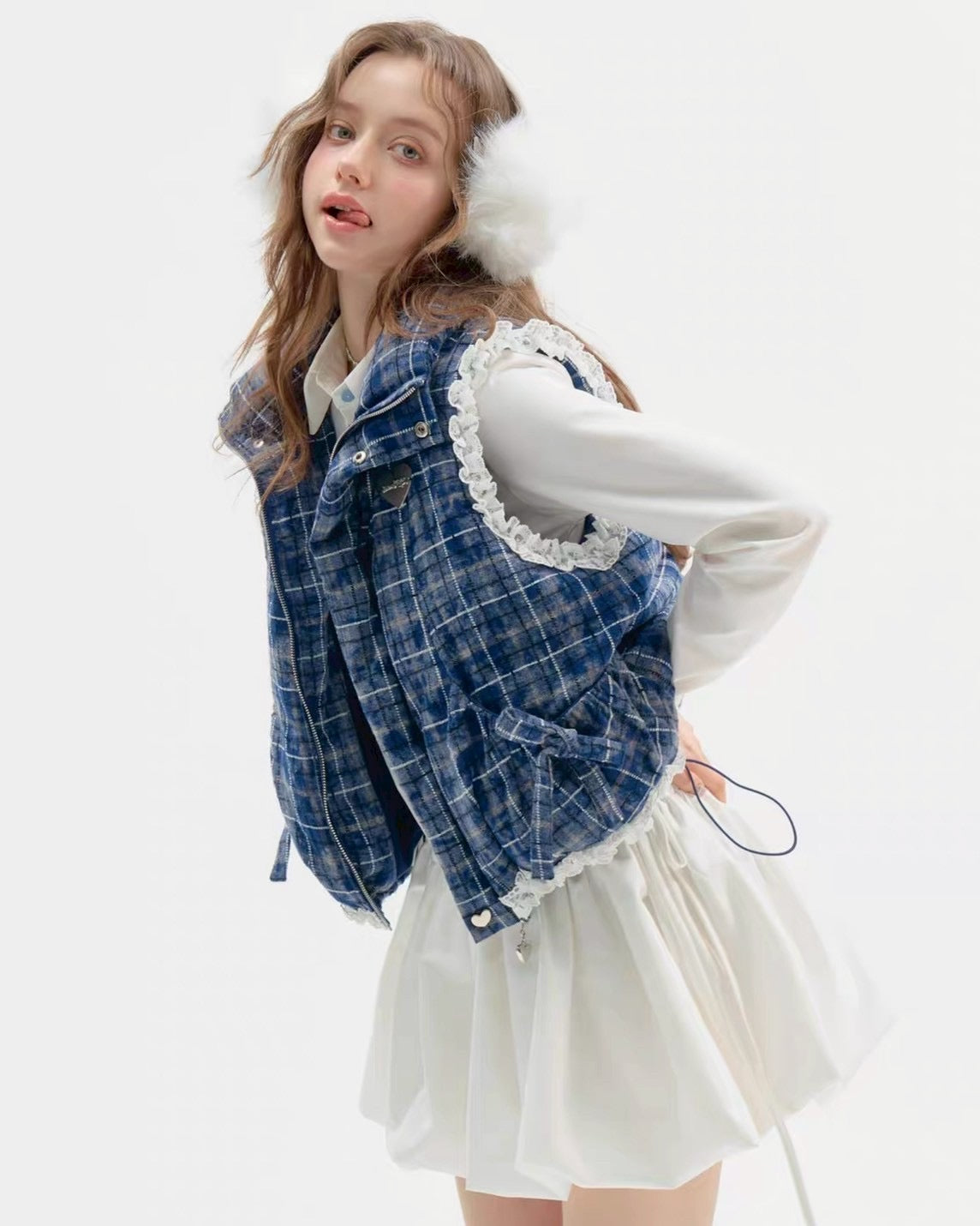 ブルーチェックベスト