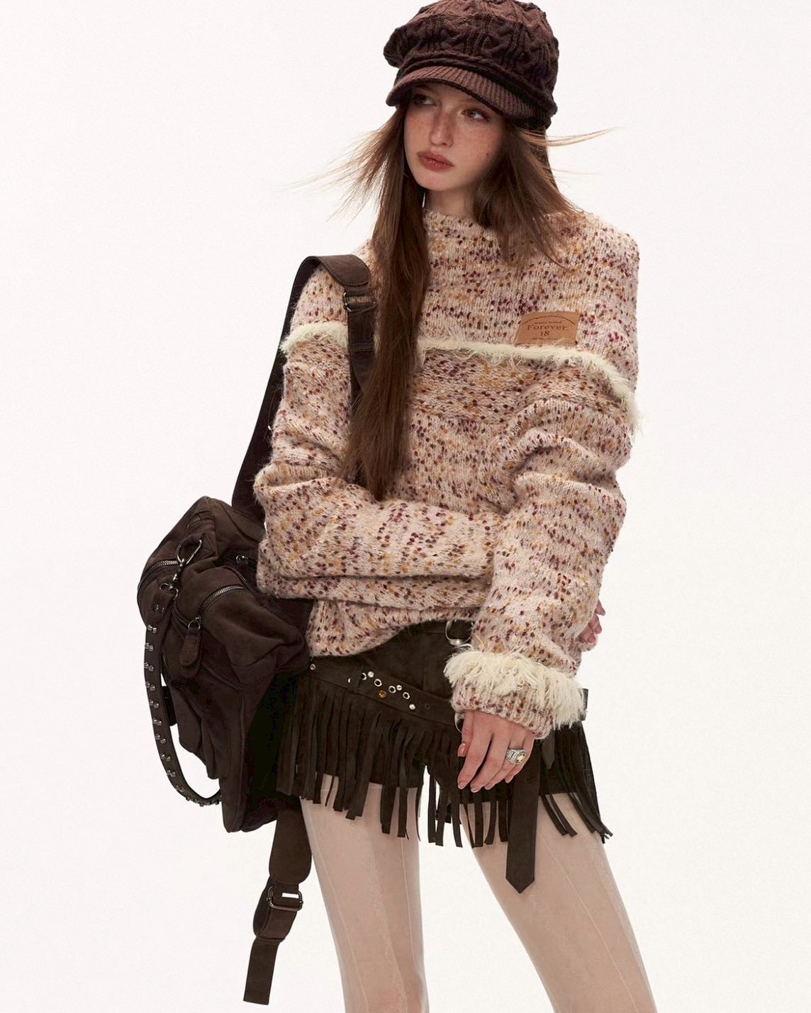 オフショルルーズニット