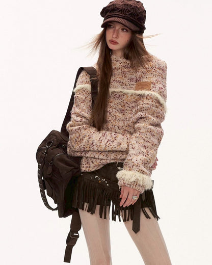 オフショルルーズニット