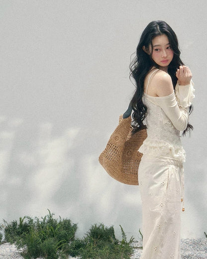 frill lace off shoulder