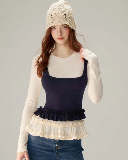レイヤードフリルトップス
