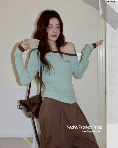 mint chocolat one shoulder tops