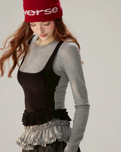 レイヤードフリルトップス