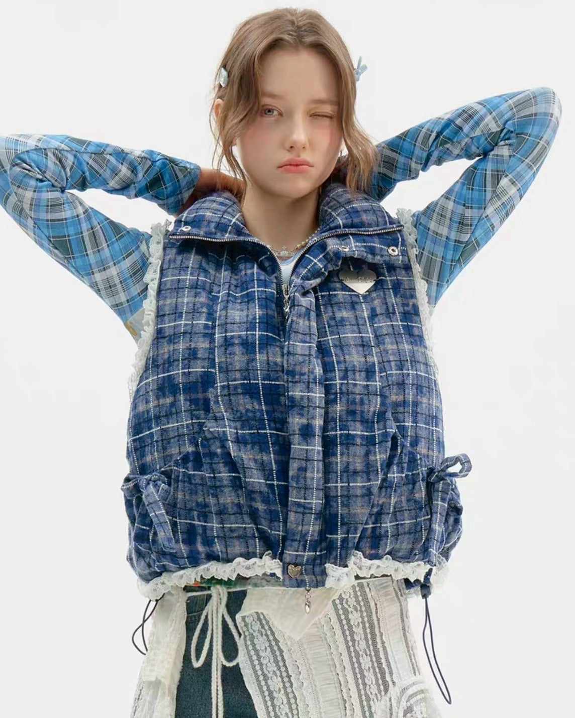 ブルーチェックベスト