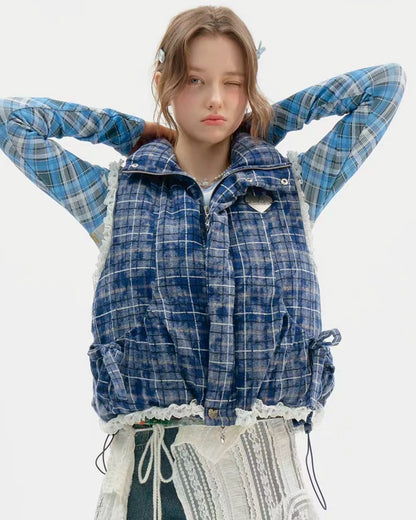 ブルーチェックベスト