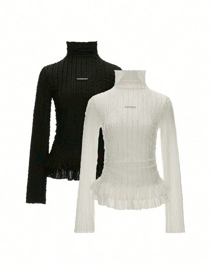 タートルネックルーズトップス