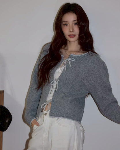 front ribbon cardigan
