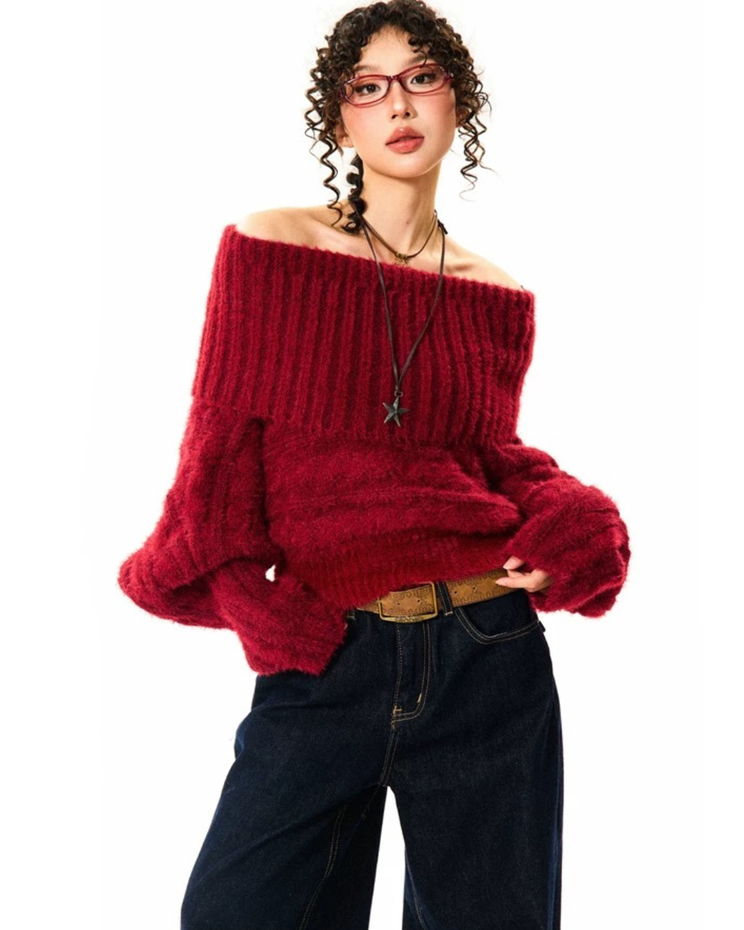 00 off-shoulder knit