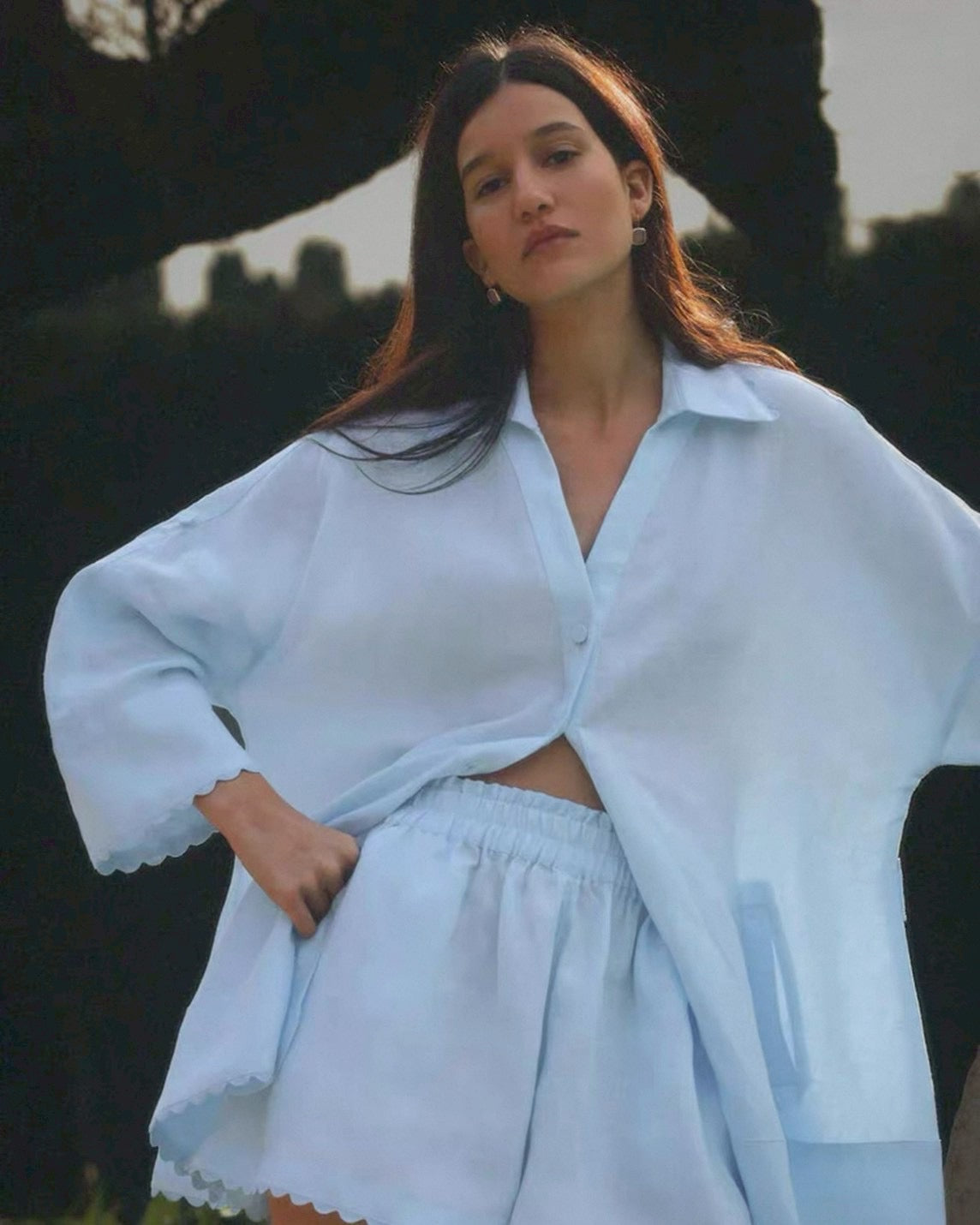 frill line shirt & short pants
