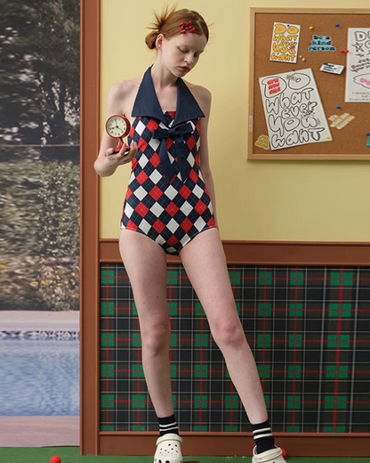 moon light check swimwear
