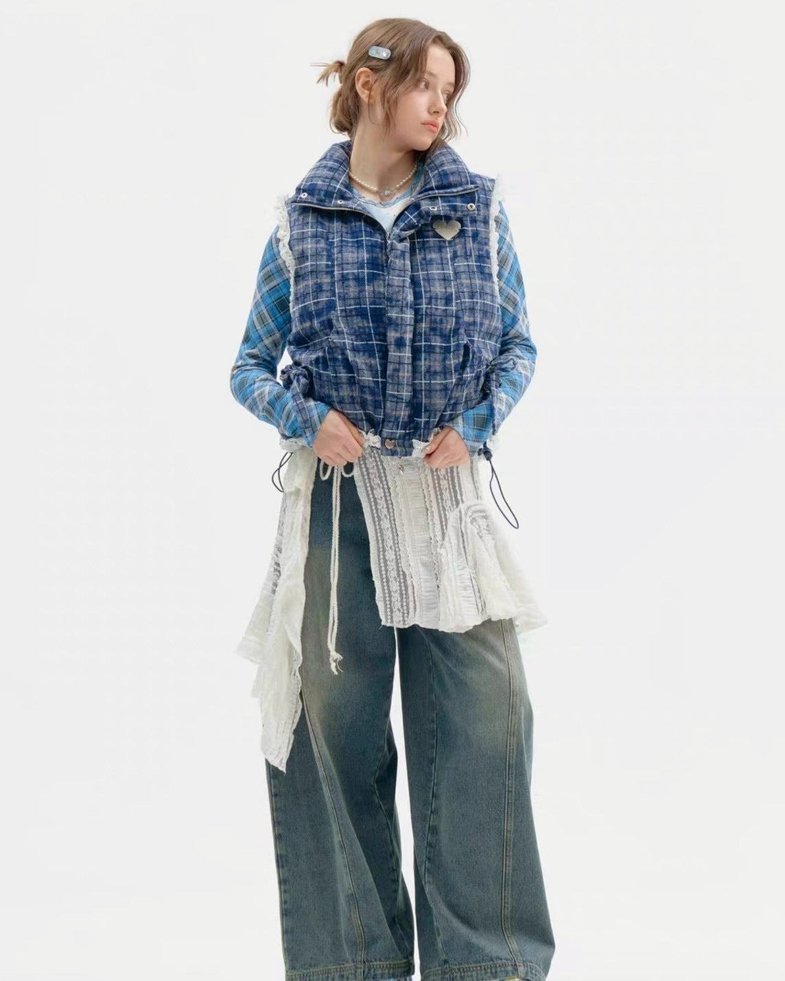 ブルーチェックベスト