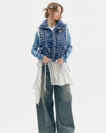 ブルーチェックベスト