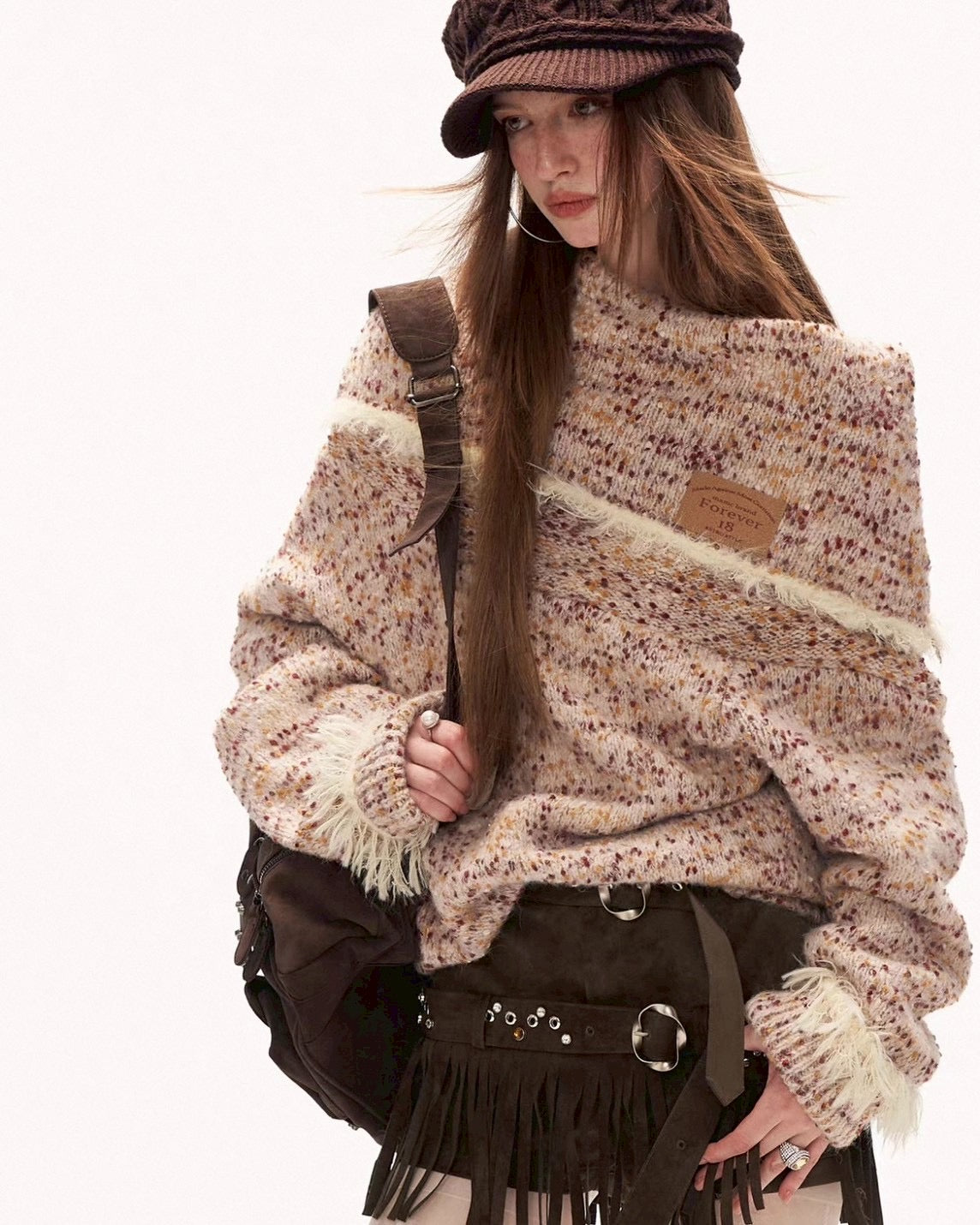 オフショルルーズニット