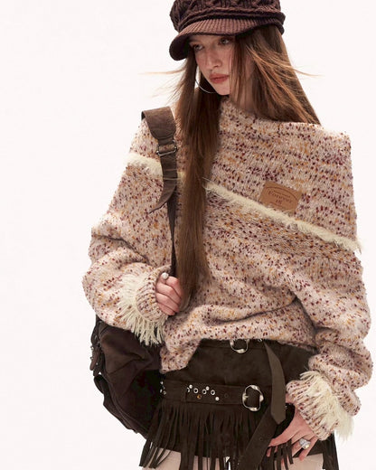 オフショルルーズニット