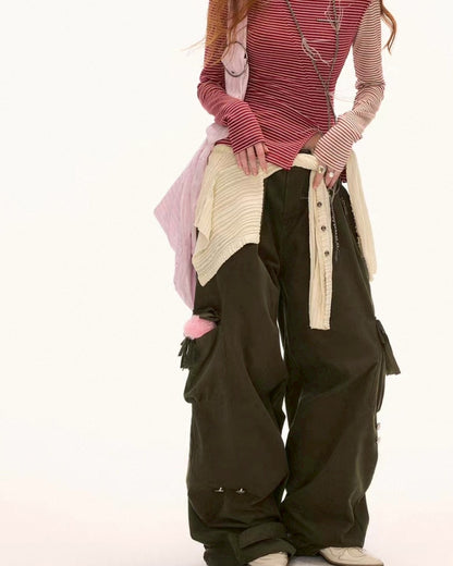 ポケット付きタックパンツ