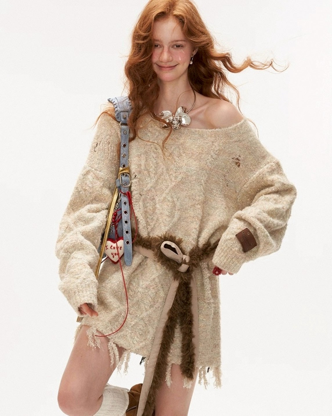 ワンショルニットワンピ