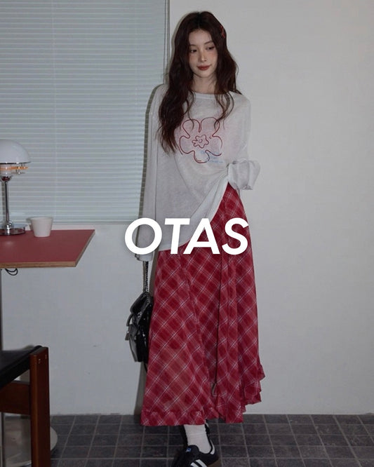 long check skirt & flower paint tops