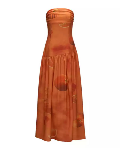 0 orange tube top dress