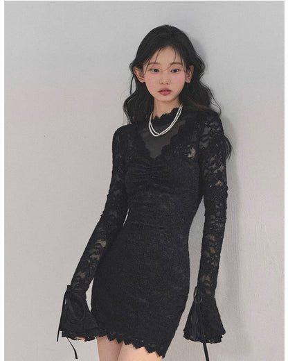 レースフリルワンピース
