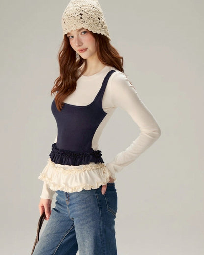 レイヤードフリルトップス