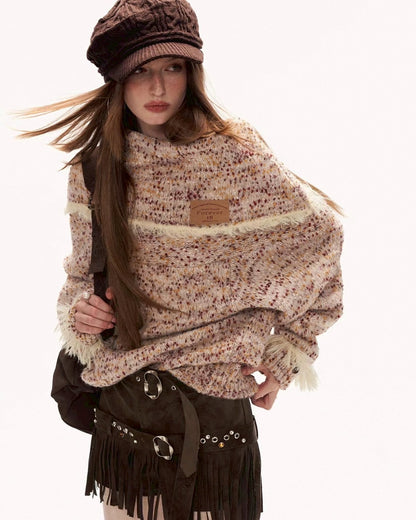 オフショルルーズニット