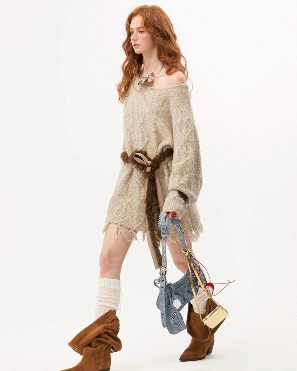 ワンショルニットワンピ